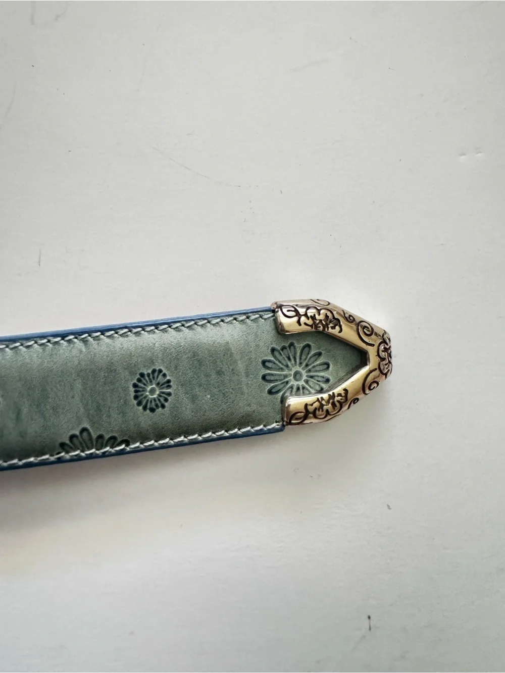 Brighton Blue Floral Leather Daisy Charms Belt size ML 32